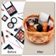 thumbnail image 3 of Bolsa de maquillaje GKIOYRO Organizadora de viaje con diseño de gato naranja con cordón, 3 of 7