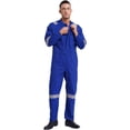 thumbnail image 3 of YONGHS Men's Work Coveralls Loose Fit Lightweight Reflective Strips Mechanics Jumpsuits Workwear Blue L/170, 3 of 7