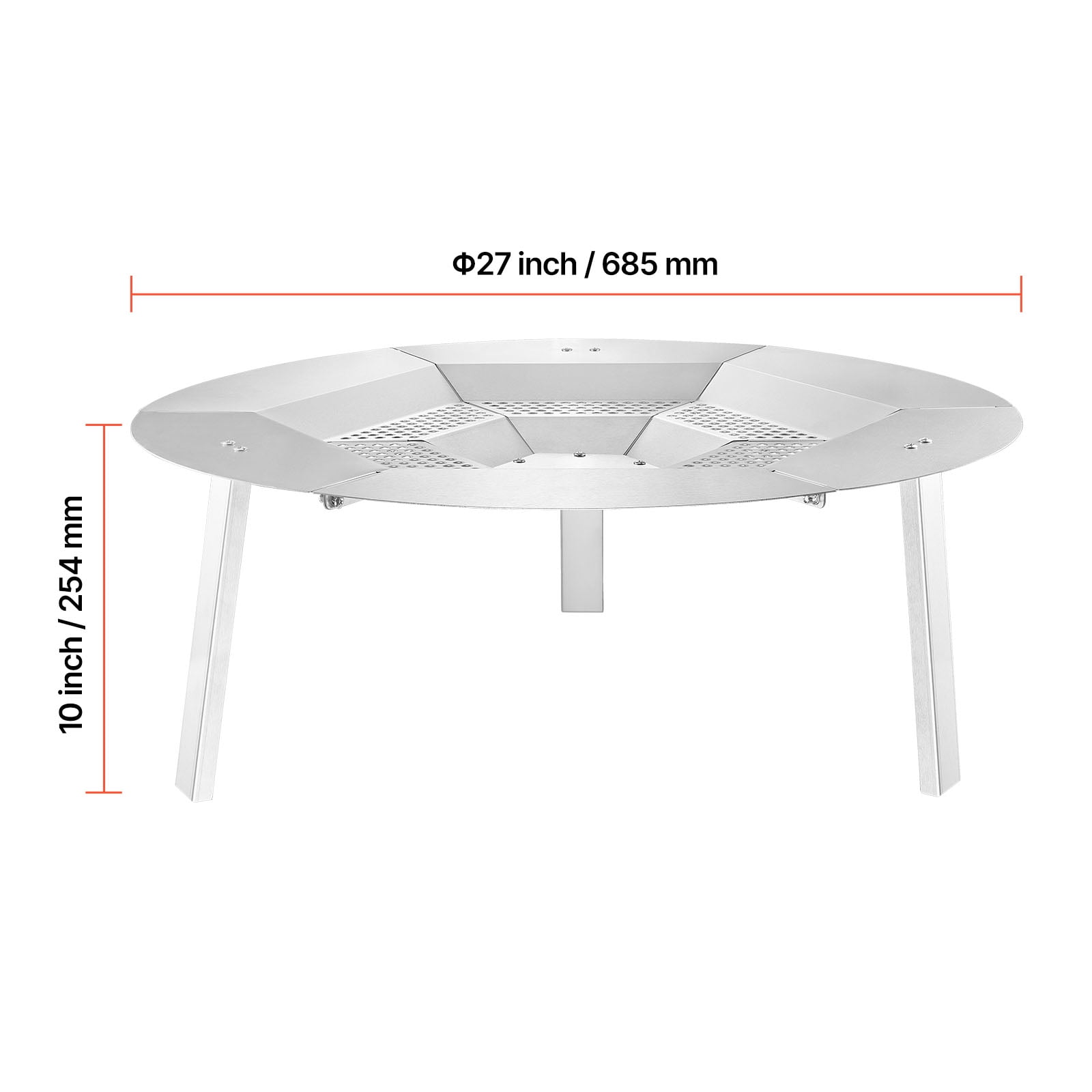 VEVOR Fire Pit Heat Deflector for Solo Stove Yukon, 27 inch Bonfire Round for Wood Burning Fire Pit, 304 Stainless Steel Heat Diffuser, Detachable Burner Cover Camping Accessories