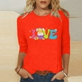thumbnail image 1 of Xihbxyly Hauts Décontractés pour Femmes T-shirt Imprimé Col Rond de Pâques Manches 3/4 Col Rond Chandail Tendance à Petit Prix, 1 of 5