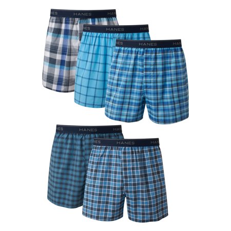 Hanes Men's 5-Pack Tagless, Tartan Boxer with Exposed Waistband
