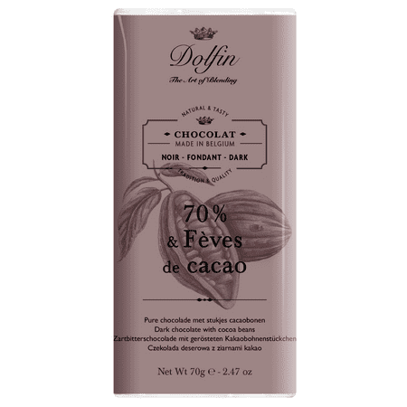 Dolfin 70% Dark Chocolate Bar With Cocoa Beans (Best Cocoa Beans In The World)