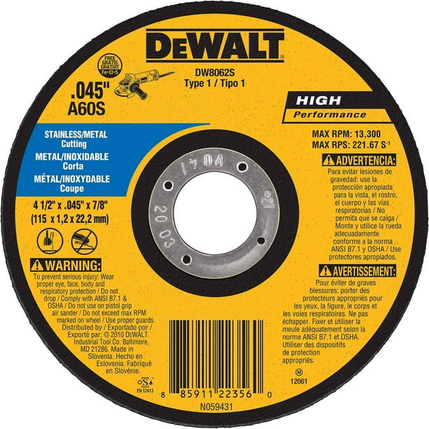 Disco de corte DEWALT DW8062S Cree Thin de 4.5 pulgadas