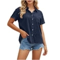 thumbnail image 2 of Cilsoka Short Sleeve Button Down Shirts for Women Summer Casual Cotton Gauze Tops Loose Fit Collared Blouses Pockets, 2 of 6