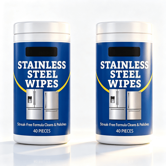 Stainless Steel Cleaning Wipes Streak-Free Polishing for Appliances Surfaces Removes Fingerprints Grime Grease 2 Count, Each 40 Pieces