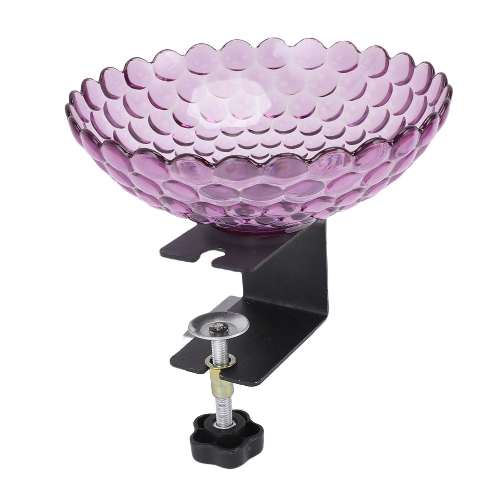 YAHHU Deck Mounted Bird Bath Plastic Detachable Bird Feeder Water Bowl with Adjustable Clamp for Fence Balcony Garden Yard Decor Purple 6.9x5.12 inches / 17.5x13 cm