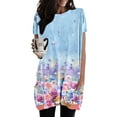 thumbnail image 2 of Hauts Grande Taille pour Femmes Décontractés à Manches Courtes Col Ras du Cou T-Shirts Amples Boho à Fleurs Hauts Blouses Surdimensionnées avec Poches, 2 of 4