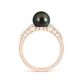 thumbnail image 2 of ANGARA Tahitian Cultured Pearl Ring with Graduated Diamonds in 14K Rose Gold for Women | June Birthstone, Birthday, Anniversary, Jewelry Gift for Women | Pearl Ring, 2 of 8