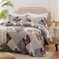 thumbnail image 6 of 3-Piece King Size Quilt Set - Gray Patchwork Bedspread Coverlet with 2 Pillow Shams, Microfiber, 6 of 6