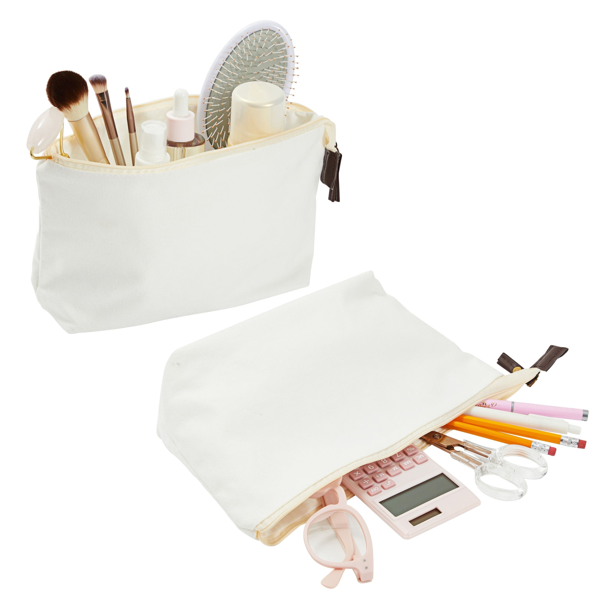 Bright Creations 6-Pack White Makeup Bag Set with Zipper, Customizable  Canvas Pouches for DIY Crafts, Cosmetic Items, Stationary, Party Favors,  8x6 in