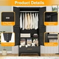 thumbnail image 3 of 71" H Metal Armoire Wardrobe Closet, Adjustable Shelve, Clothes Metal Wardrobe Cabinet for Bedroom (1 Drawer, Black), 3 of 7
