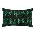 thumbnail image 3 of ZNDUO Rectangular Plush Cushion Cover, Nordic Viking Green Pattern Non-Pilling Hidden Zip Bedroom Sofa Pillowcases, 14"x20", 3 of 8