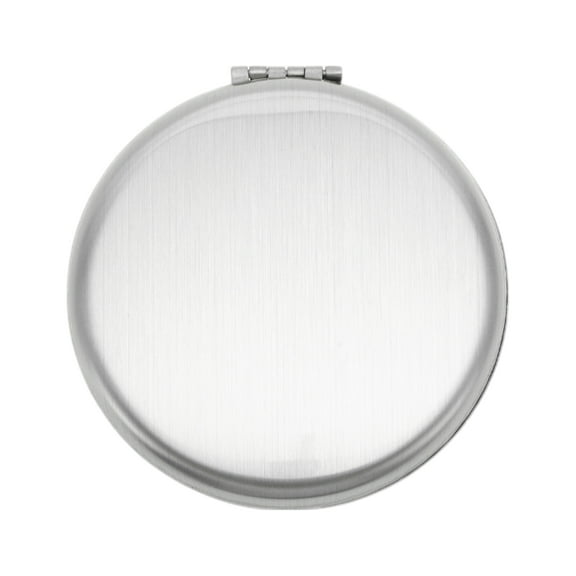Unique Bargains 1 Pc Women Large Round Folding Makeup Mirror for Travel Bright Silver Tone Stainless Steel Glass