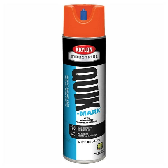 Krylon Industrial Inverted Marking Paint, 17 oz., Orange, Water -Based A03905004