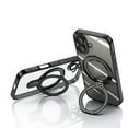 thumbnail image 3 of for iPhone 16 Plus Magnetic Clear Case with All-inclusive Camera Lens Film [Compatible with MagSafe] Shockproof Plating Anti-yellowing Transparent Ring Kickstand Slim Phone Case,Black, 3 of 7