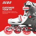 thumbnail image 6 of Yvolution Neon 2in1 Roller Skates Inline and Quad, Girls and Boys, Kids Skates, Size 3-6, One Pair, Red/Black, 6 of 11