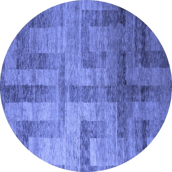 Ahgly Company Indoor Round Abstract Blue Modern Area Rugs, 7' Round