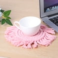 thumbnail image 4 of Posavasos aislantes redondos tejidos a mano para el hogar, almohadilla aislante para taza de café, decoración (forma redonda rosa), 4 of 10