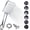 Silver, variant on Newentor High Pressure Square Handheld Shower Head with 6 Spray Modes, One-Hand Thumb Control, Self-Cleaning Nozzles, 59" Stainless Steel Hose & Adjustable Bracket, All-in-One Shower Kit, Silver
