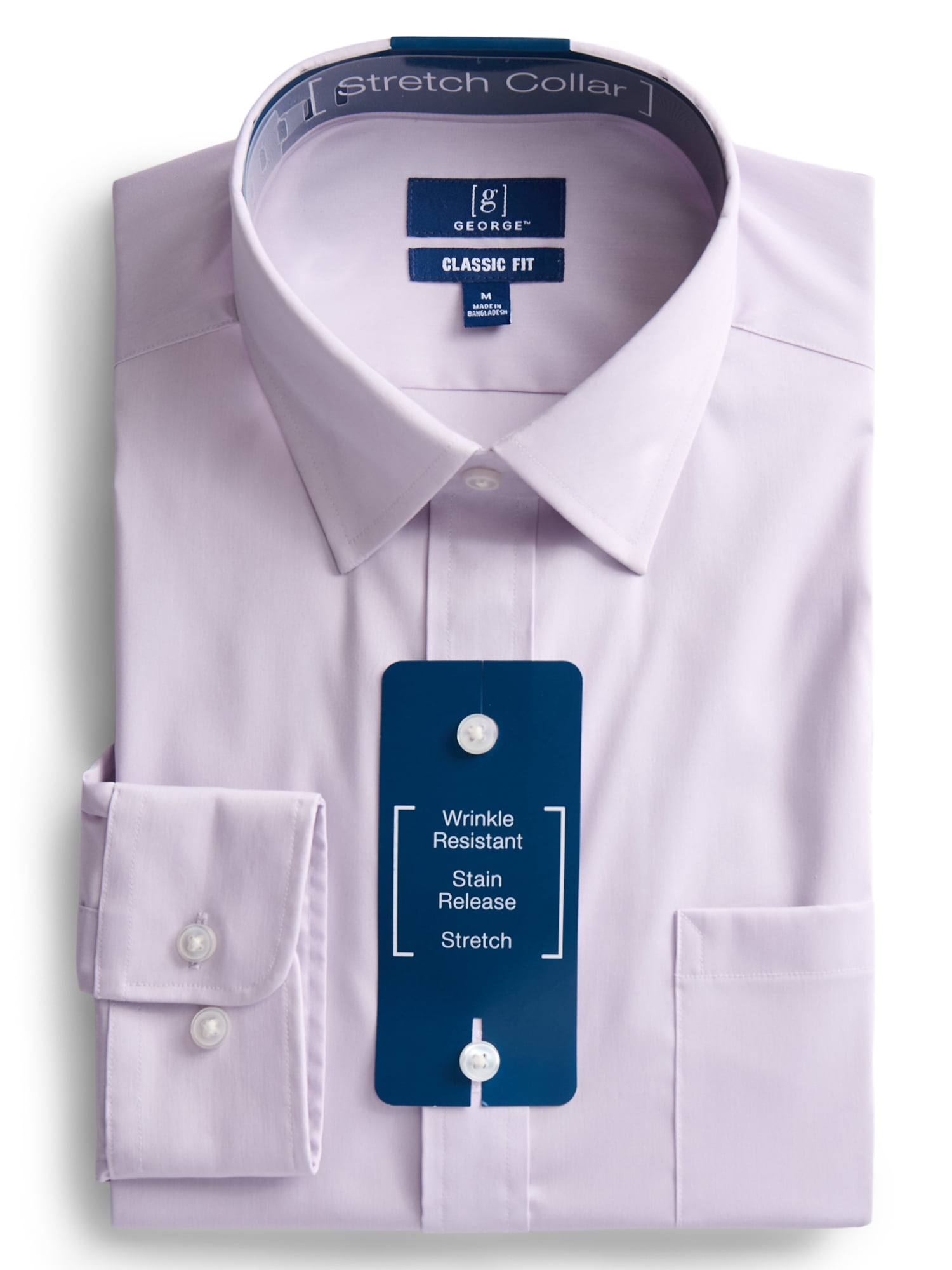 George Men's and Big Men's Classic Dress Shirt with Long Sleeves, Sizes S-3XL