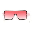 thumbnail image 4 of Luxury Large Shield Rectangle Exposed Lens Rimless Sunglasses Gold White Pink, 4 of 4