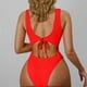 thumbnail image 5 of Trajes de baño de una pieza para mujer, conjuntos de bikini sin espalda con tirantes ajustables a la moda de color sólido para mujer, traje de baño para mujer, 5 of 6