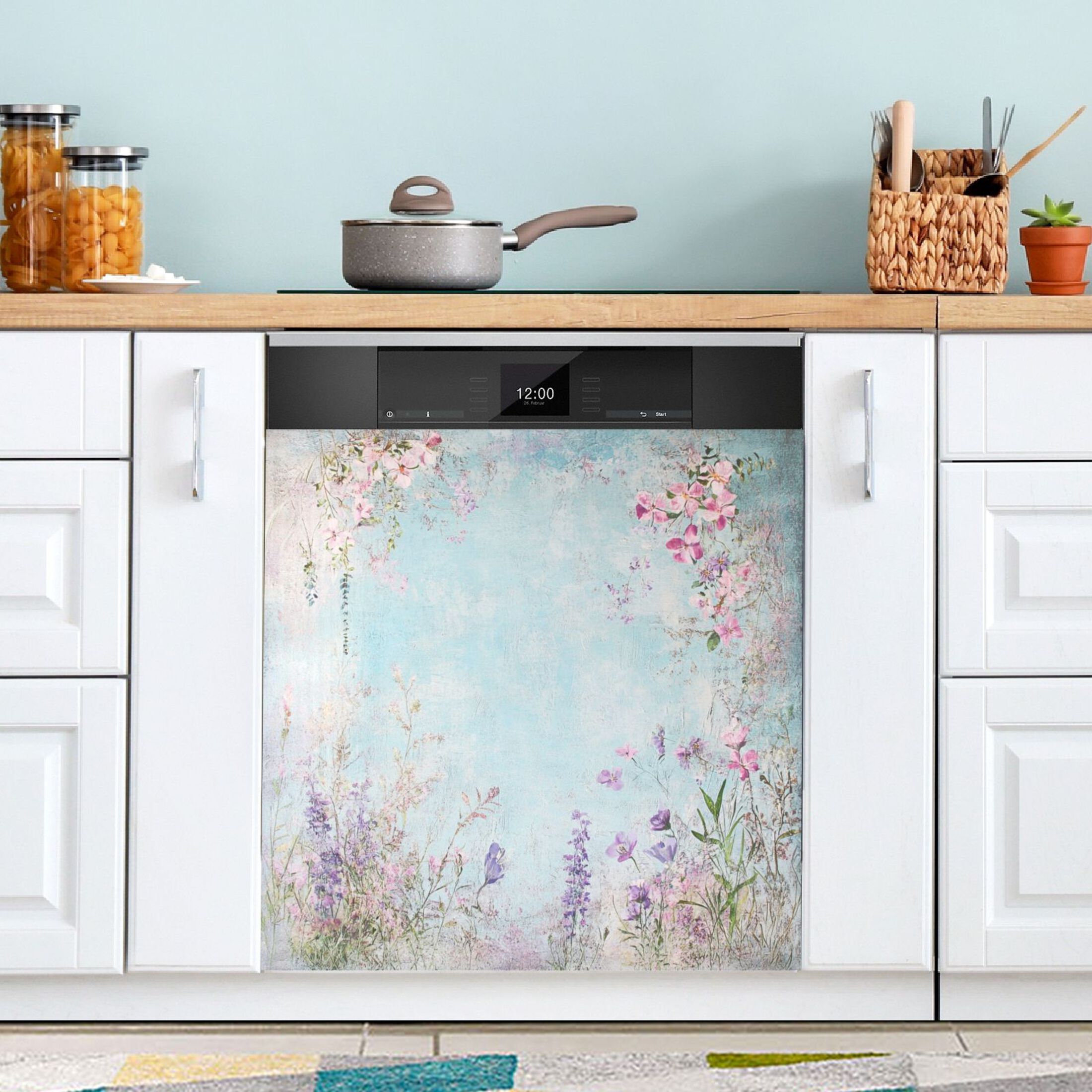 Dishwasher Magnetic Sticker 23x26 Inch Refrigerator Magnetic Sticker Washing Machine Magnetic Sticker Kitchen Panel Magnetic Sticker Home Decor Cool Cartoon Colorful Flowers