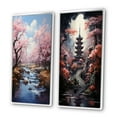 thumbnail image 3 of Designart "Sakura Dream Japon Art in Pink and Blue III" Japan Art Framed Wall Art Set Of 2 - Pink People Framed Canvas Set For Living Room Decor, 3 of 7