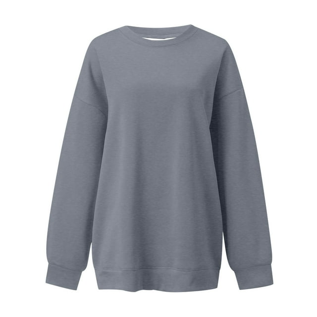 WEAIXIMIUNG Robe Sweat-Shirt Midi Mode Femme Décontractée Couleur Unie Épaule Ample Col Rond Manches Longues Hoodie
