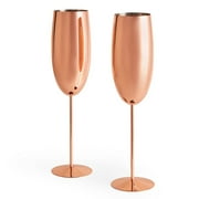 Cogfs 2 Pcs Stainless Steel Champagne Glass Champagne Flute 220ml Retro Wine Glass