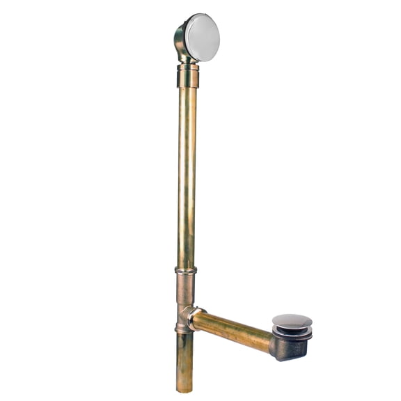 Westbrass 25" Bathtub Assembly with Tip-Toe Drain and Adjust-to-Fit Illusionary Overflow, Polished Chrome