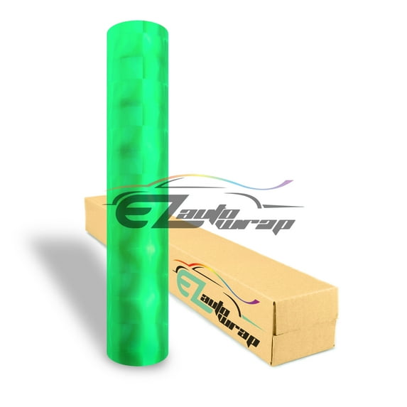 EZAUTOWRAP 12" Wide Glossy Cat Eye Green Headlight Taillight Fog Light Side Marker Vinyl Tint Film Roll Sticker Self Adhesive