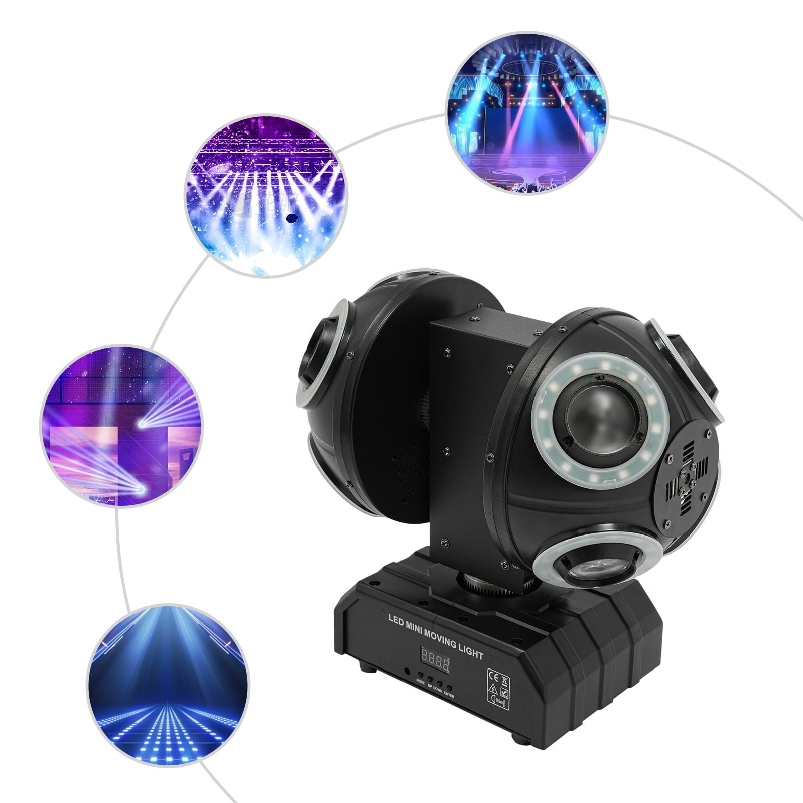 Wildnix High-Powered Stage Lights with DMX512, Voice Control, RGBW LED Beads, Laser Lights, 540° Horizontal Rotation, 360° Tilted Scanning for Stunning Visual Effects