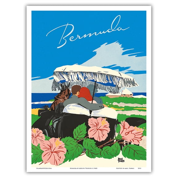 Bermuda - Vintage Travel Poster by Adolph Treidler c.1940s - Master Art Print (Unframed) 9in x 12in