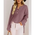 thumbnail image 2 of Sherrylily Fall Women Oversized Sweaters Batwing Long Sleeve Loose V Neck Henley Pullover Knit Jumper S-XL, 2 of 7