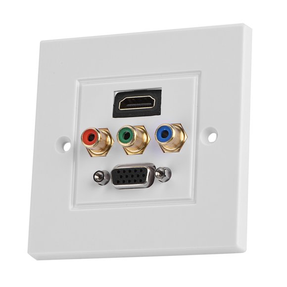 Wall Panel Socket, Stable Flame Retardant 3RCA VGA Multimedia Panel Socket For Office For Home For Engineering
