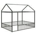 thumbnail image 6 of Harper & Bright Designs Metal Full Size Floor Bed, House Bed Frame Montessori Beds with Fence Rails, Playhouse Beds for Girls Boys, Black, 6 of 9