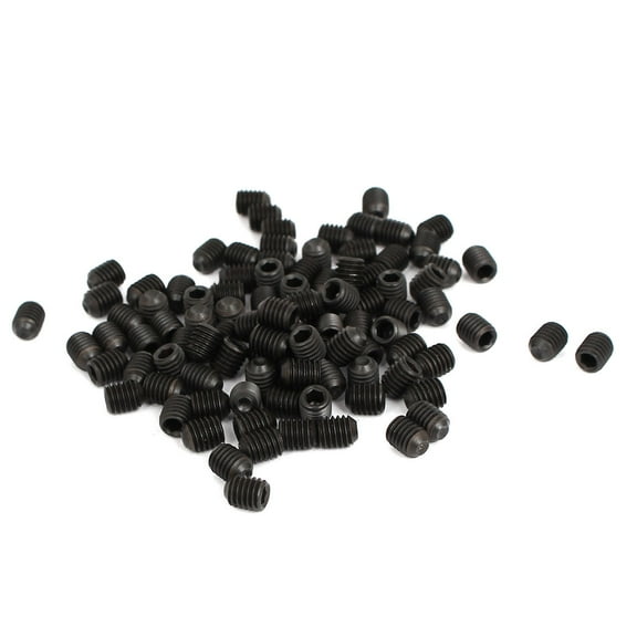 M5x6mm Hex Socket Set Cap Point Grub Screws Black 100pcs