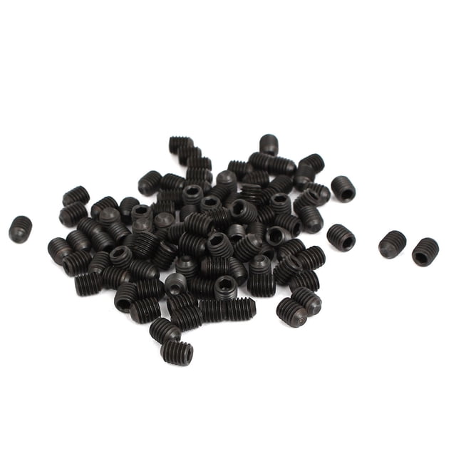 M5 x 6mm 0.8mm Paso Hexagonal Socket Set Puntos de Cap Grub Tornillos Negros 100pcs