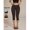 Coffee Brown-Petite L, variant on Coffee Brown High Waisted Capri Pants For Petite Shape