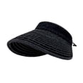 thumbnail image 3 of Sombrero de sol para mujer, portátil, informal, vaquero, visera para acampar, vacaciones, viajes, verano Negro, 3 of 9