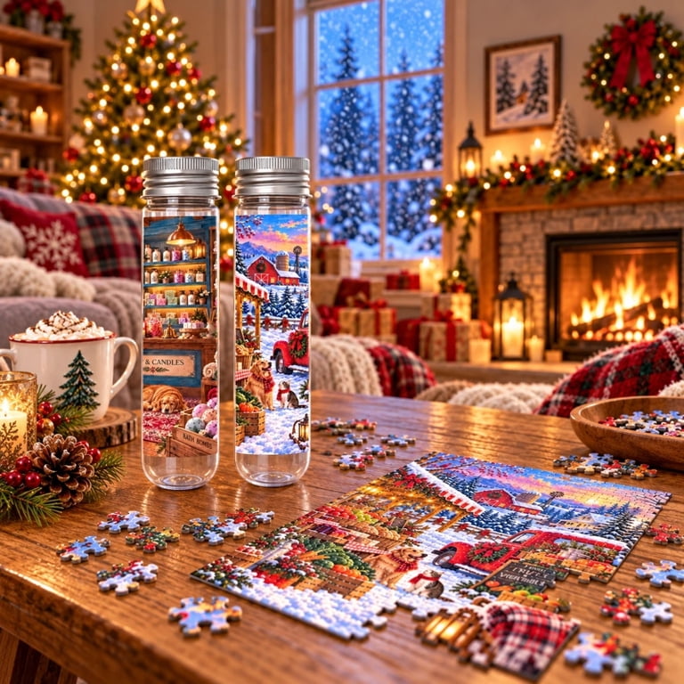 2-Pack-Mini Tube Jigsaw Puzzle with 2 Photo Frame,150 Piece Small ...