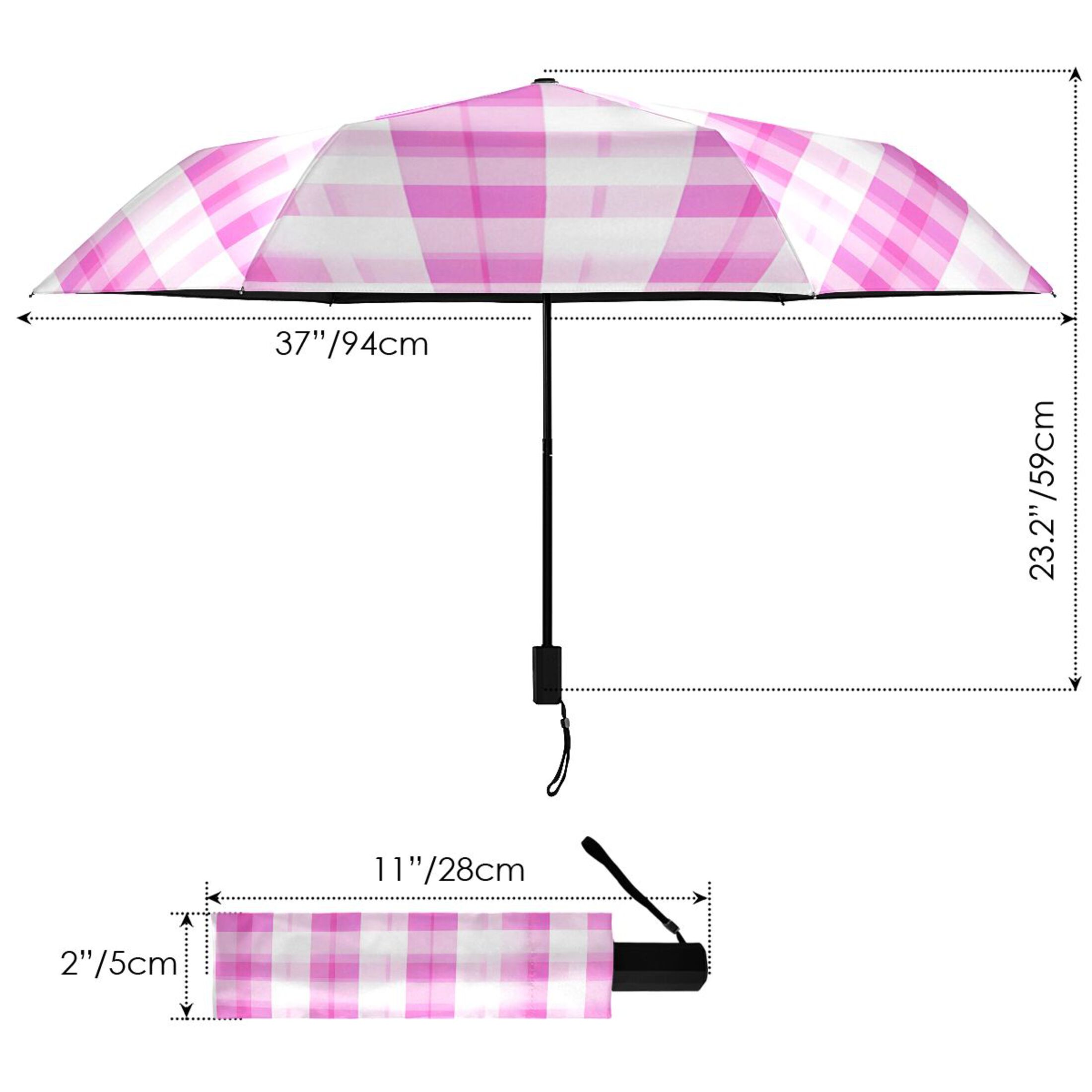 ALAZA Checkered Grid-d8 UPF 50+ Compact Folding Umbrella for Rain Travel Umbrella Packable