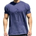 thumbnail image 1 of Weiqiqre T-shirt pour Homme P Mode Décontractée Uni Col Rond Hauts Perforés Sport Manches Courtes pour Usage Quotidien, Navy, m, 1 of 2
