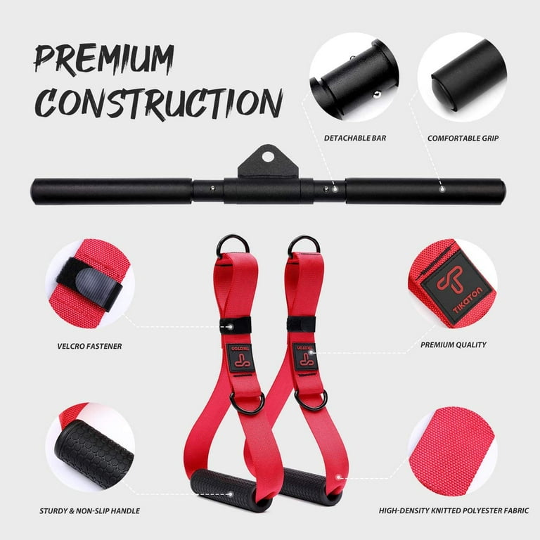 Resistance Bands Handles Rowing Handle Sturdy Tikaton Pulley Handles for Cable Machines Lat Pull Down Bar with Durable D Rings Compatible with