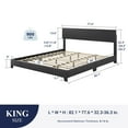 thumbnail image 4 of Sifurni King Size Platform Bed Fame with Upholstered Adjustable Leather Headboard, Black, 4 of 7