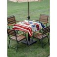 thumbnail image 4 of Outdoor Tablecloth with Umbrella Hole for Patio/Picnic/Party/Camping, Independence Day Waterproof Table Cloth Square Cover Washable, American Flag Vintage Red Blue Flowers (54"x 54"), 4 of 9