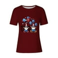 thumbnail image 5 of UVEASISHA 4th of July Tshirts for Women Funny Patriotic Graphic Short Sleeve Tees Holiday Celebration Gnomes T-Shirt Wine XXXL, 5 of 5