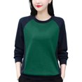 thumbnail image 2 of AherBiu Crewneck Sweatshirt for Women Color Blocked Long Sleeve Tops Fuzzy Warm Pullover Winter Clothes, 2 of 3