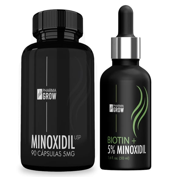 Pharma Grow | KIT Cuidado Capilar para Hombres | Solución Capilar + Cápsulas | Rutina de Bienestar y Aspecto Saludable del Cabello | 90 Cápsulas + 50 ml